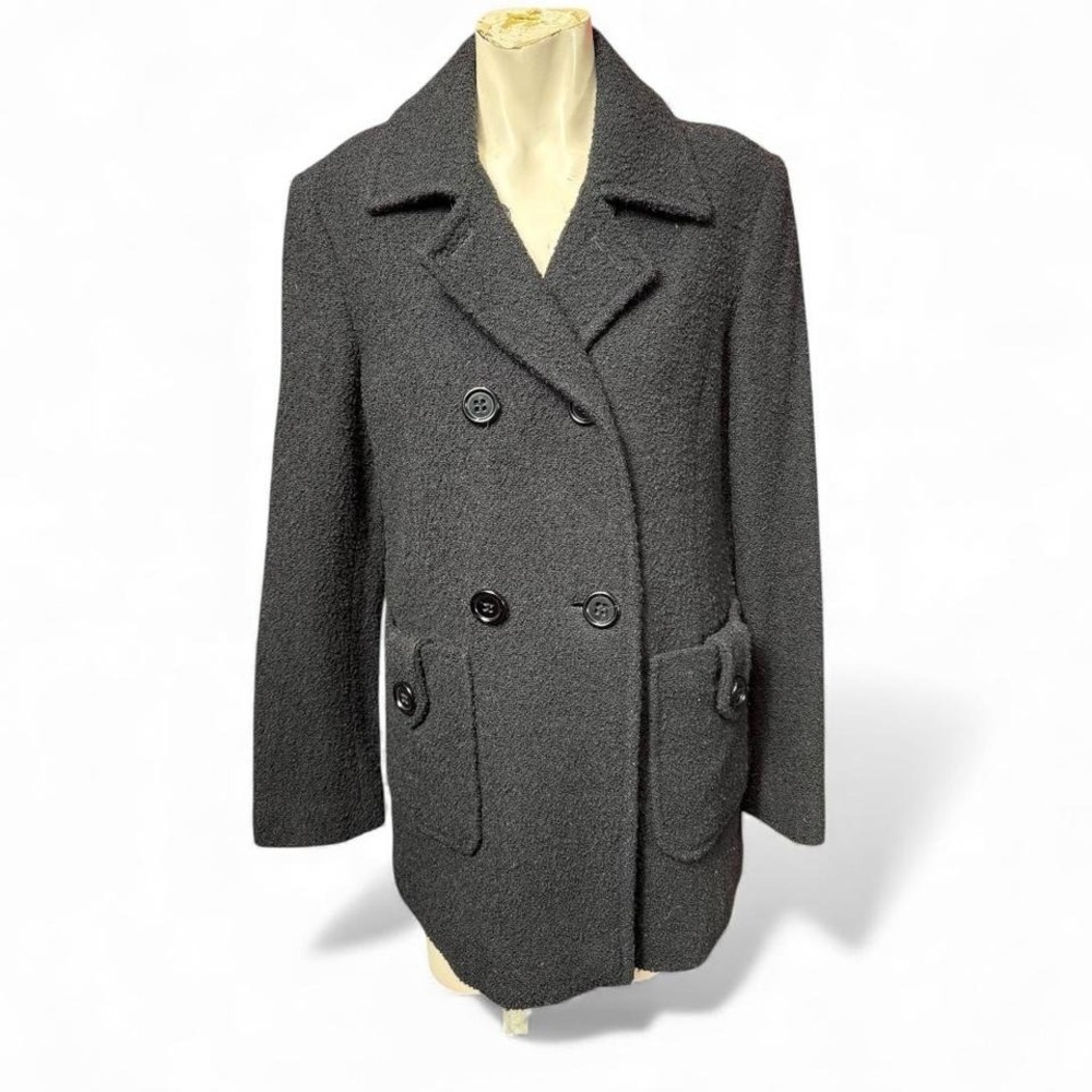 Nine West Black Bouclé Double-Breasted Coat – Size‎ 10